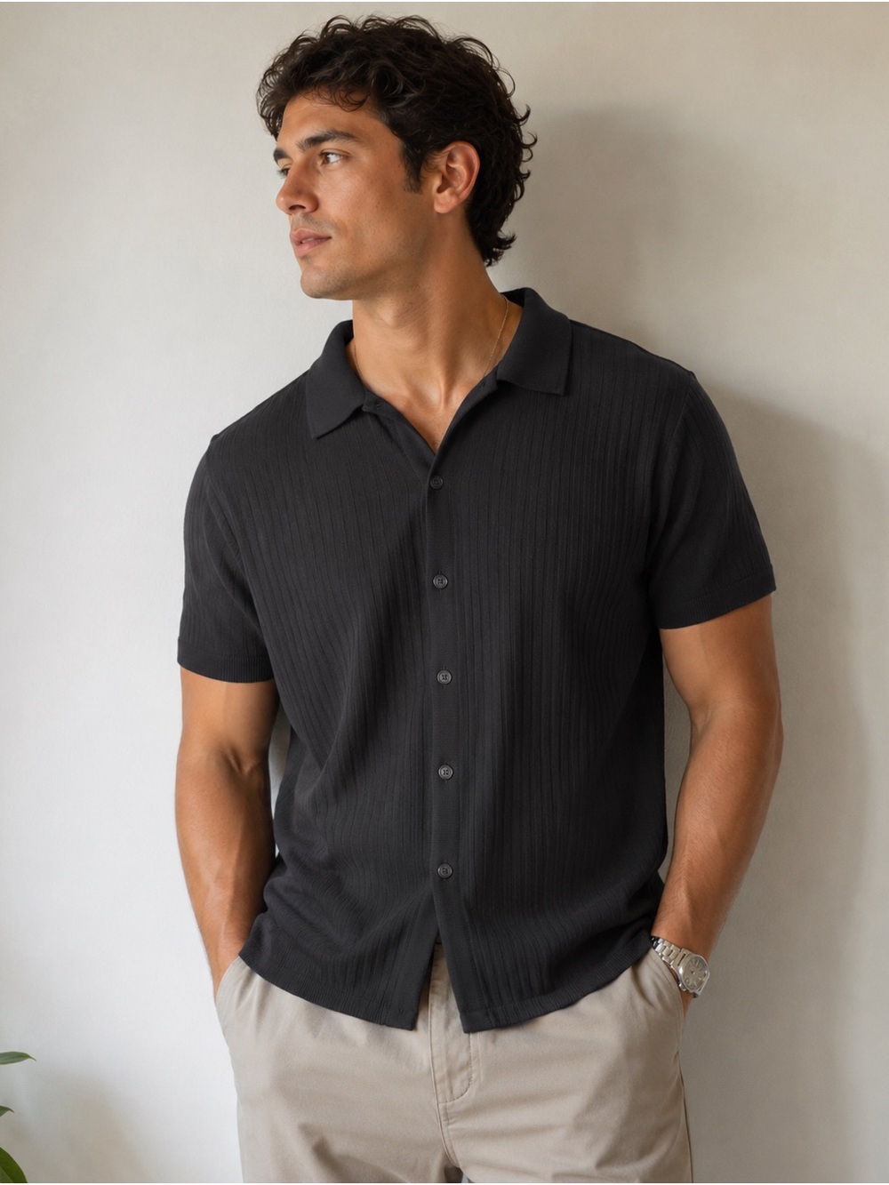 Goodfellow & Co navy Short-Sleeve Casual Button-Down Shirt 96% COTTON
